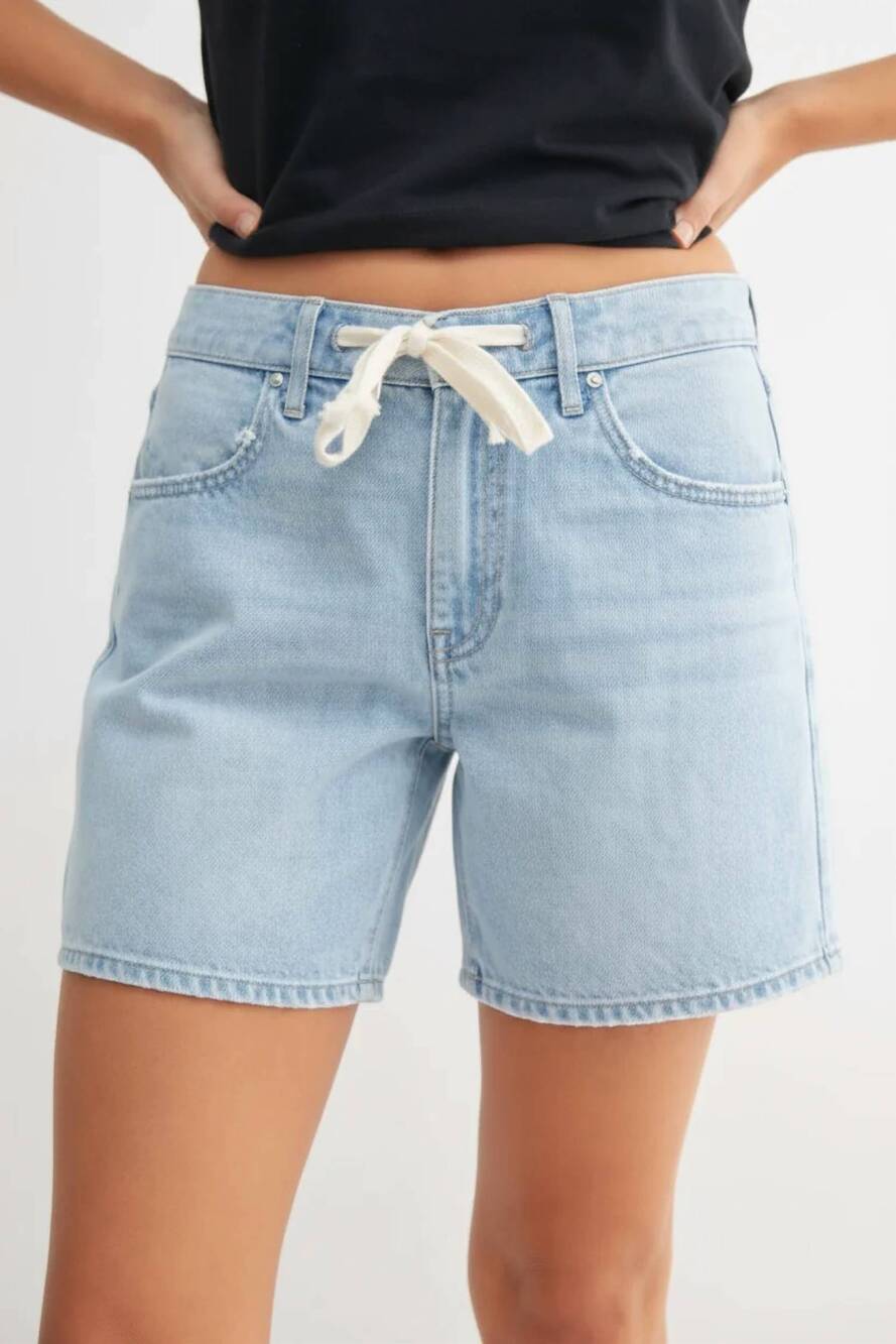 NEW JBD. lightweight tie waist longer shorts in light blue